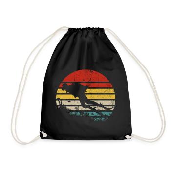 Retro Sunset Surf Silhouette - Drawstring Bag - black - Front