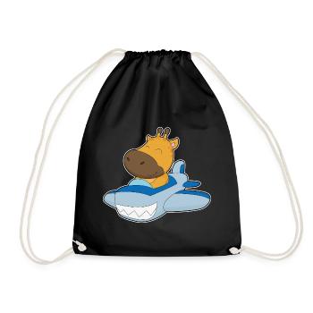 Giraffe Airplane - Drawstring Bag - black - Front