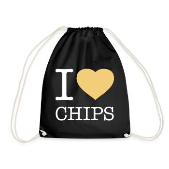 I LOVE CHIPS - Drawstring Bag - black - Front