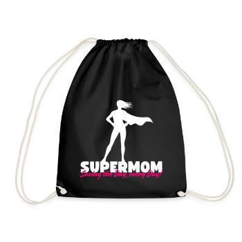 Supermom - Saving the Day, Every Day! - Turnbeutel - Schwarz - Vorne