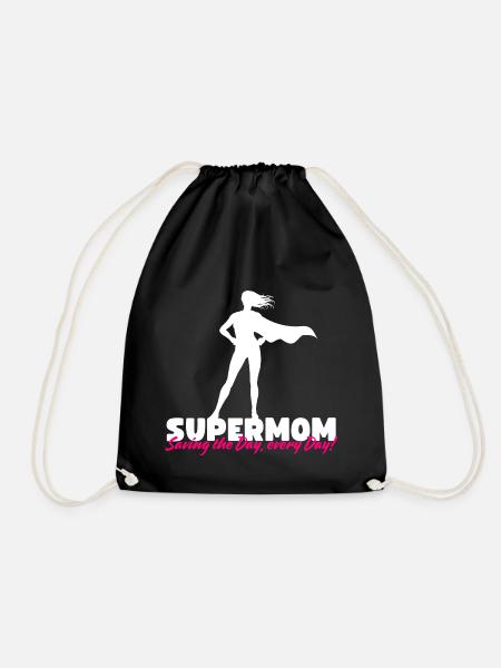 Supermom - Saving the Day, Every Day! - Drawstring Bag - black