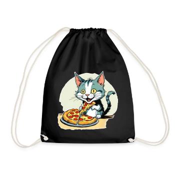 Le chat adore la pizza - Sac de sport léger - noir - Devant