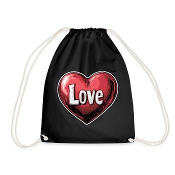Herz der Liebe Illustration - Turnbeutel - Schwarz - Vorne