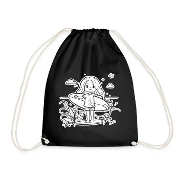 Surfeuse fille dessin animé - Sac de sport léger - noir - Devant