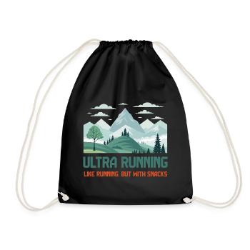 Ultra Running, Like Running But With Snacks - Drawstring Bag - black - Front
