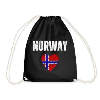 Ich liebe Norwegen, die Flagge Norwegens - Turnbeutel - Schwarz - Vorne