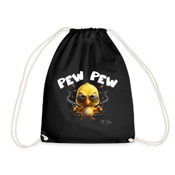 Rebellisches Küken in Sonnenbrille PEW PEW MADAFAKAS - Turnbeutel - Schwarz - Vorne