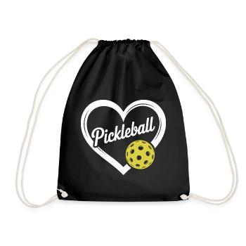 Pickleball Heart Motif - Drawstring Bag - black - Front