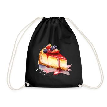 Cheesecake Watercolor Fruit Graphic - Drawstring Bag - black - Front