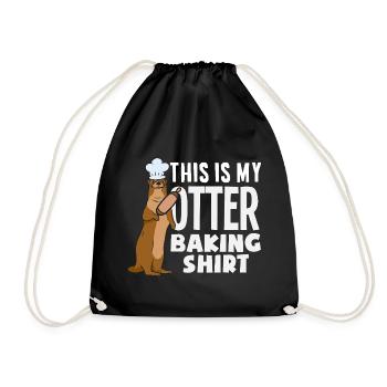 Seeotter Cartoon Backen Shirt - Turnbeutel - Schwarz - Vorne