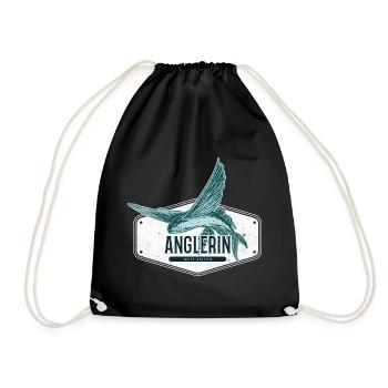 Anglerin USA Design Fliegender Fisch - Turnbeutel - Schwarz - Vorne