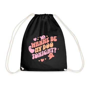 Wanne be my boo tonight ? Halloween Spooky Season - Drawstring Bag - black - Front