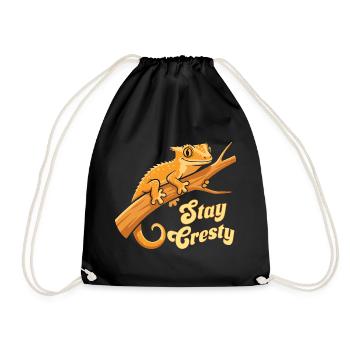 Crested Gecko Reptile Humor Lizard - Drawstring Bag - black - Front