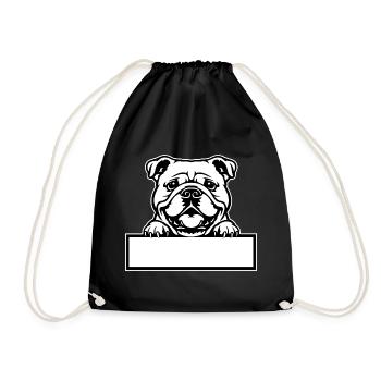 Bulldog Name Badge - Drawstring Bag - black - Front