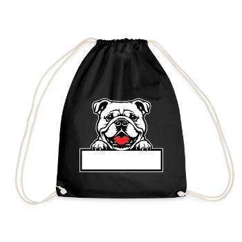 Bulldog Name Badge - Drawstring Bag - black - Front