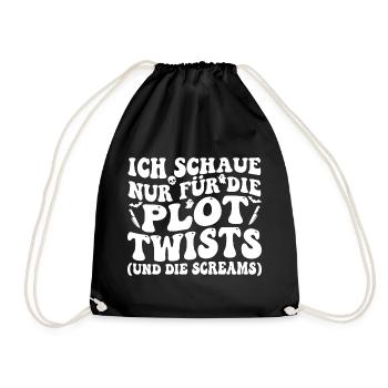 Ich schaue nur für die Plot Twists - Turnbeutel - Schwarz - Vorne