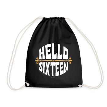 Hello Sixteen Vintage Birthday Tee - Drawstring Bag - black - Front