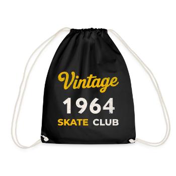 Vintage 1964 Skate Club Retro Birth Year Gift - Drawstring Bag - black - Front