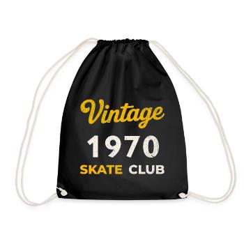 Vintage 1970 Skate Club Retro Geburtsjahr Geschenk - Turnbeutel - Schwarz - Vorne