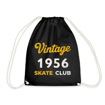 Vintage 1956 Skate Club Retro Birth Year Gift - Drawstring Bag - black - Front