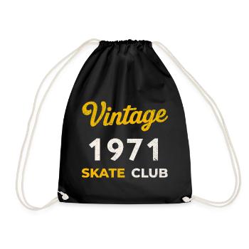 Vintage 1971 Skate Club Retro Birth Year Gift - Drawstring Bag - black - Front