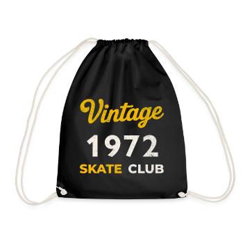 Vintage 1972 Skate Club Retro Geburtsjahr Geschenk - Turnbeutel - Schwarz - Vorne