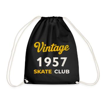 Vintage 1957 Skate Club Retro Geburtsjahr Geschenk - Turnbeutel - Schwarz - Vorne