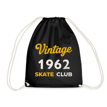 Vintage 1962 Skate Club Retro Birth Year Gift - Drawstring Bag - black - Front
