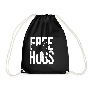 Free Hugs Wrestling – Funny MMA Grappling Gear - Drawstring Bag - black - Front