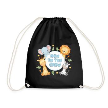 Baby Newborn Safari Animals New To The Crew - Drawstring Bag - black - Front