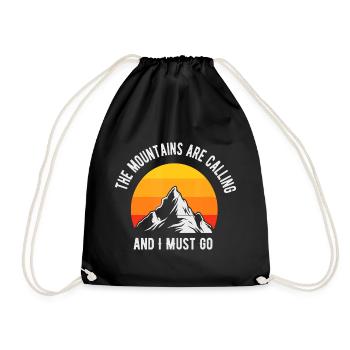 Mountains Are Calling Sunset Peak - Drawstring Bag - black - Front