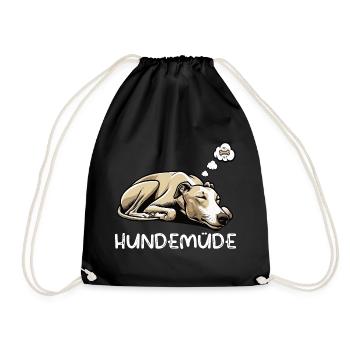 Hundemüde Whippet Windhund Whippets Whippethalter - Turnbeutel - Schwarz - Vorne