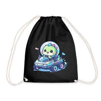 Kawaii Dino dans le Space Rover - Sac de sport léger - noir - Devant