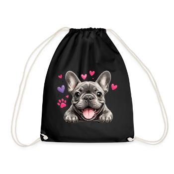 Bouledogue français Amour au cœur - Sac de sport léger - noir - Devant