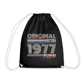 1977 Cadeau d’anniversaire rétro vintage Born - Sac de sport léger - noir - Devant