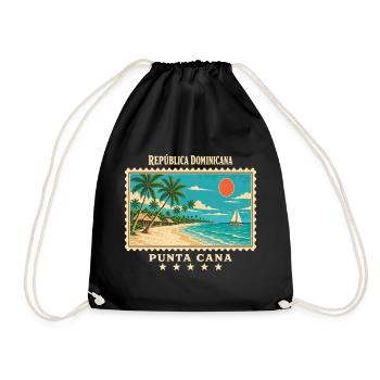 Dominikanische Republik Punta Cana Reisemarke - Turnbeutel - Schwarz - Vorne