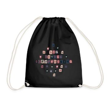 Dog Coffee Scrapbooking - Drawstring Bag - black - Front