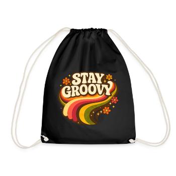 Stay Groovy Rainbow - Drawstring Bag - black - Front