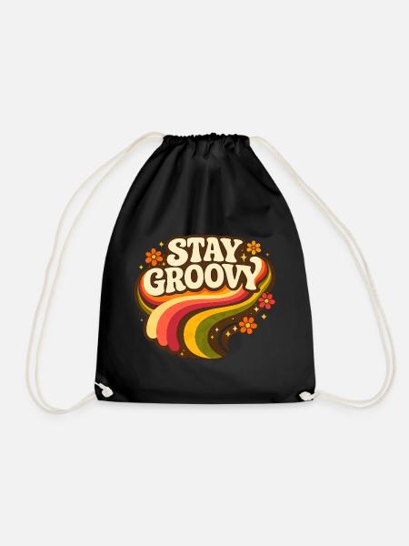 Stay Groovy Rainbow - Drawstring Bag - black