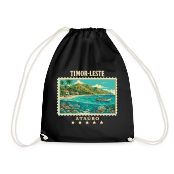 Timor-Leste Ataúro Vintage Reisemarke - Turnbeutel - Schwarz - Vorne