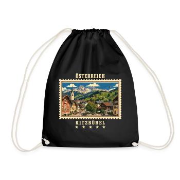 Österreich Kitzbühel Vintage Reisemarke - Turnbeutel - Schwarz - Vorne