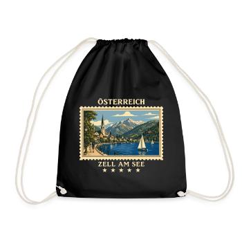 Österreich Zell am See Vintage Reisemarke - Turnbeutel - Schwarz - Vorne
