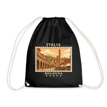 Italien Bologna Vintage Reisemarke - Turnbeutel - Schwarz - Vorne