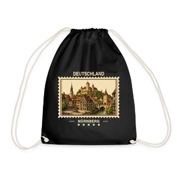 Deutschland Nürnberg Vintage Reisemarke - Turnbeutel - Schwarz - Vorne