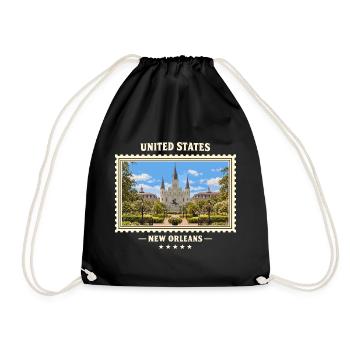 Vereinigte Staaten New Orleans Vintage Reisemarke - Turnbeutel - Schwarz - Vorne
