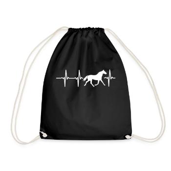 My heart beats for horses! - Drawstring Bag - black - Front
