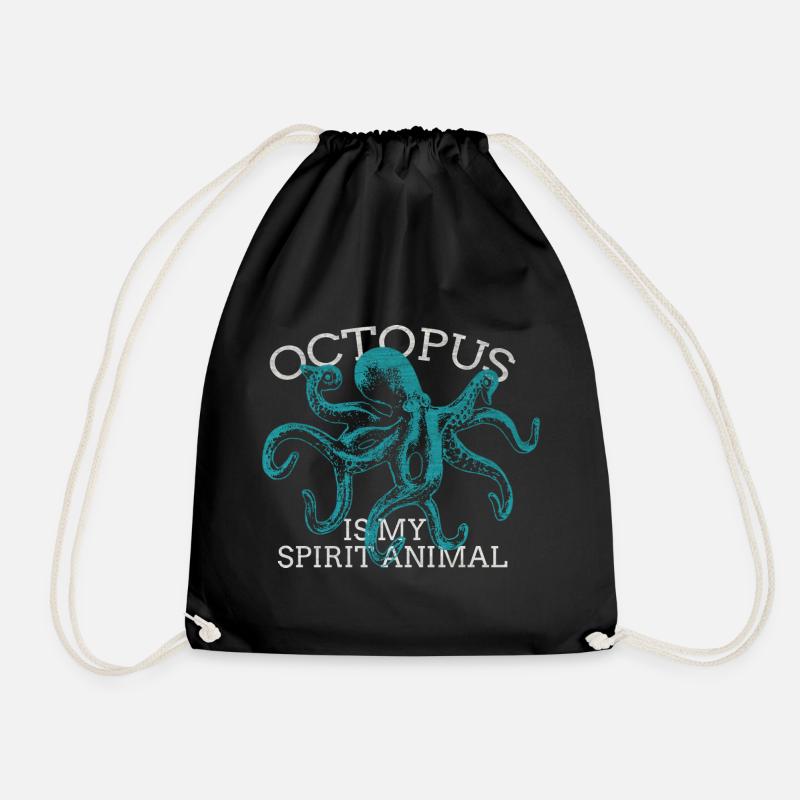 Oktopus Tintenfisch Krake Meerestier Geschenk - Turnbeutel - Schwarz