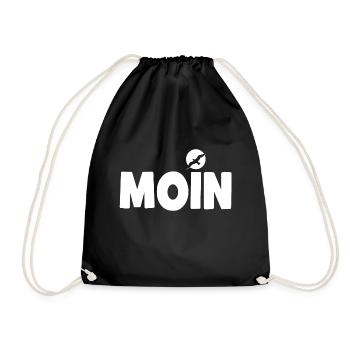 Moin mit Möwe - Turnbeutel - Schwarz - Vorne
