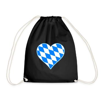 Bavaria Heart Flag Fahne I love gift - Drawstring Bag - black - Front