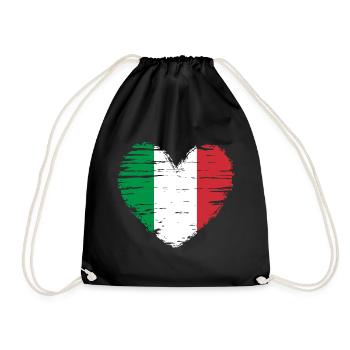 Italy heart flag flag coat of arms - Drawstring Bag - black - Front